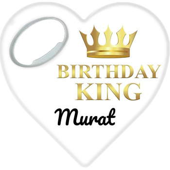 Gold Taç ile Birthday King Temalı Kalp Şekilli Magnet Açacak