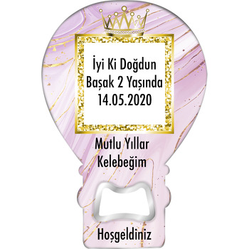 Gold Taç Ve Pembe Temalı Balon Magnet Açacak