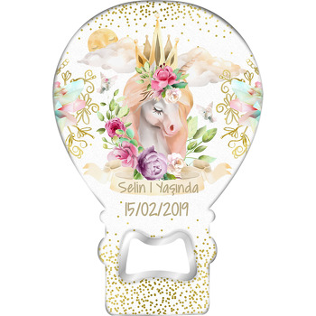 Gold Taçlı Unicorn Temalı Balon Magnet Açacak