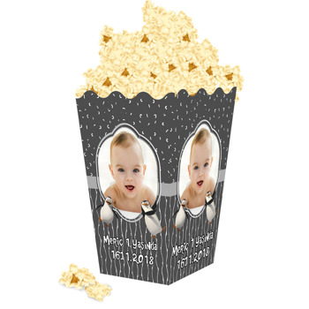 Gri Penguen Temalı Popcorn Kutusu