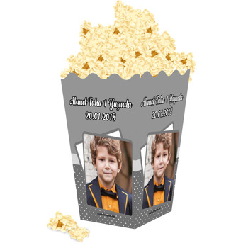 Gri Temalı Popcorn Kutusu