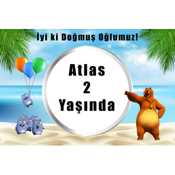 Grizzy & Lemming Temalı Doğum Günü Afiş