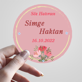 Gül Kurusu Fon ile Kırmızı Çiçekler Temalı Sticker