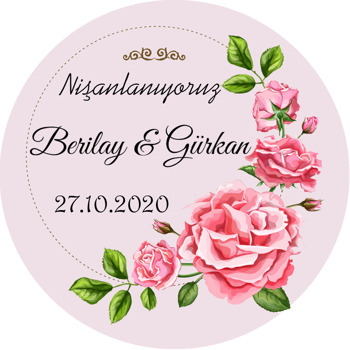 Gül Temalı Söz Nişan Nikah Sticker