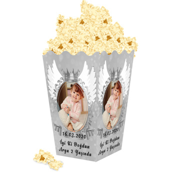 Gümüş Angel Wings Temalı Popcorn Kutusu