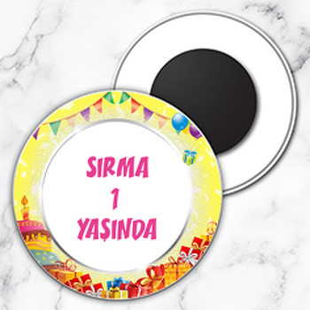 Gümüş Çerçeve Temalı Daire Plastik Magnet