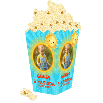 Güneş Mavi Fon Temalı Popcorn Kutusu