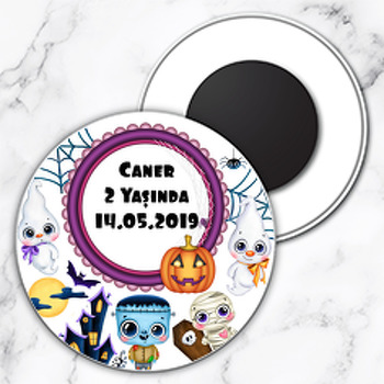 Halloween Boo Temalı Daire Plastik Hediyelik Magnet