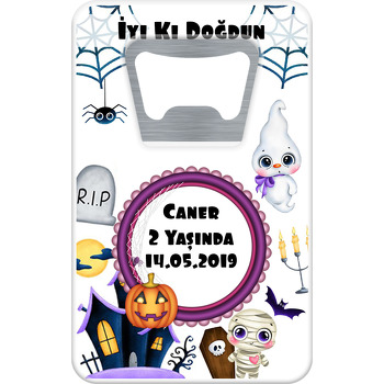 Halloween Boo Temalı Dikdörtgen Magnet Açacak