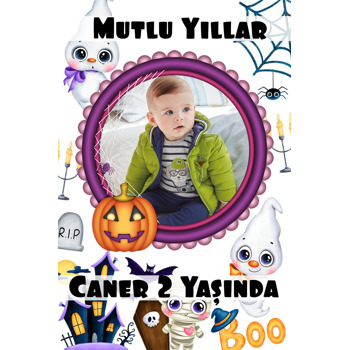 Halloween Boo Temalı Doğum Günü Afiş