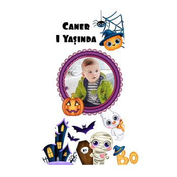 Halloween Boo Temalı Doğum Günü Magnet