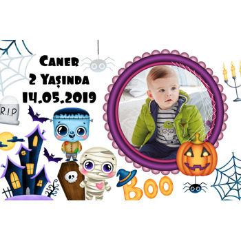 Halloween Boo Temalı Doğum Günü Plastik Magnet