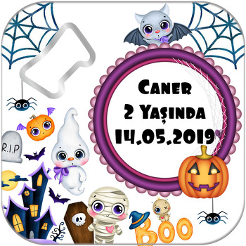 Halloween Boo Temalı Kare Magnet Açacak