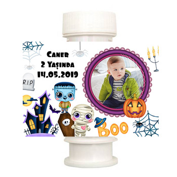 Halloween Boo Temalı Köpük Baloncuk Etiketi