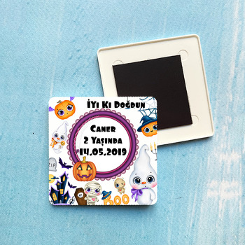 Halloween Boo Temalı Plastik Kare Magnet