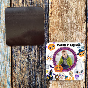 Halloween Boo Temalı Resimli Kare Magnet