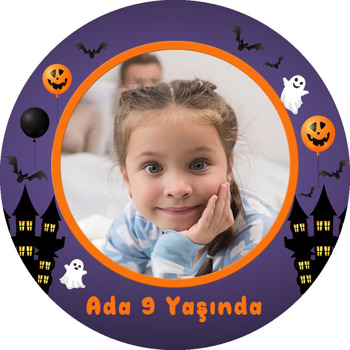 Halloween ile Hayaletler Temalı Akrilik Daire Magnet