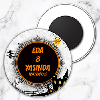 Halloween Temalı Daire Plastik Magnet