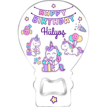 Happy Birthday ile Unicorn  Temalı Balon Magnet Açacak