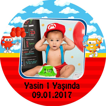 Harika Uçaklar Kırmızı Mavi Fon Temalı Akrilik Daire Magnet