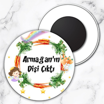 Havuç Çerçeveli Diş Temalı Daire Plastik Magnet