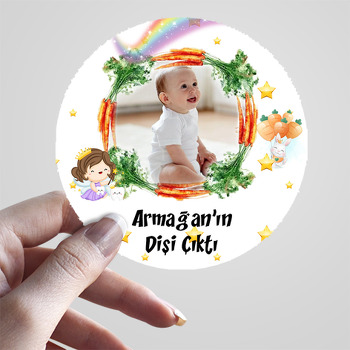 Havuç Çerçeveli Diş Temalı Resimli Sticker