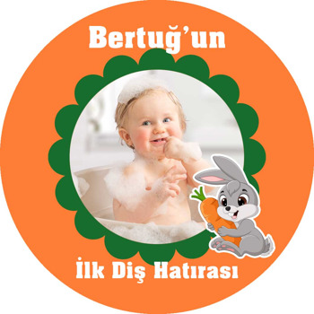 Havuçlu Tavşan ile Turuncu Fonda İlk Dişim Temalı Sticker