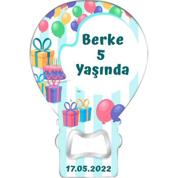 Hediye Paketleri ile Yeşil Çizgili Fon Temalı Balon Magnet Açacak