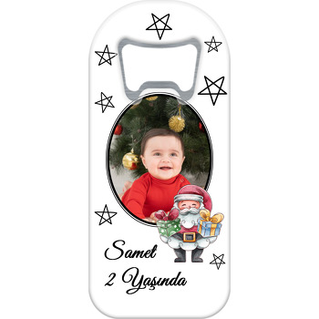 Hediye Paketleri ve Noel Baba Beyaz Fon Temalı Uzun Magnet Açacak