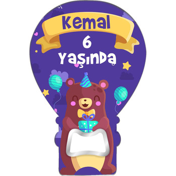 Hediye Paketli Neşeli Ayıcık Temalı Balon Magnet Açacak