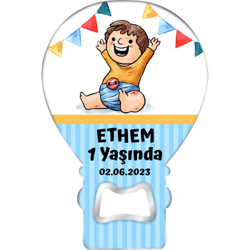 Heyecanlı Erkek Bebek Temalı Balon Magnet Açacak