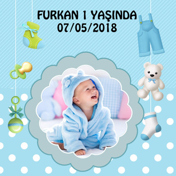 Hoşgeldin Bebek Temalı Doğum Günü   Kare Parti Afiş