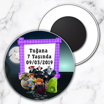 Hotel Transylvania Temalı Daire Plastik Magnet