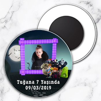 Hotel Transylvania Temalı Resimli Daire Plastik Magnet