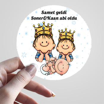 İki Abi ile Erkek Kardeş Yıldız Fon Temalı Sticker