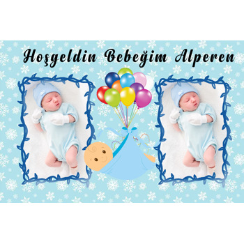 İki Resimli Kız Erkek Bebek Balon Temalı Magnet