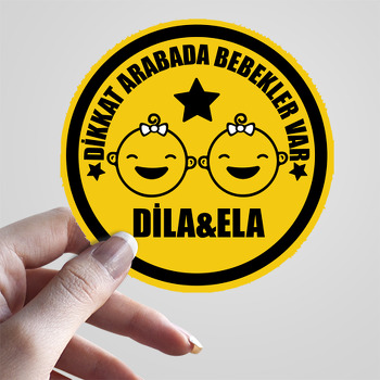 İkiz Kız Bebek ile Dikkat Bebek Var Temalı Sticker