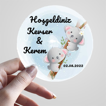 İkiz Kız Erkek Koala Kardeşler Temalı Sticker