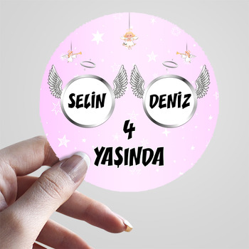 İkiz Melek Kanat Temalı Parti Sticker