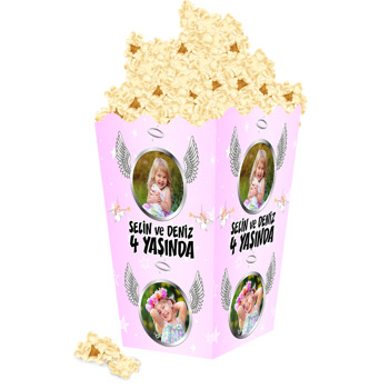 İkiz Melek Kanat Temalı Popcorn Kutusu