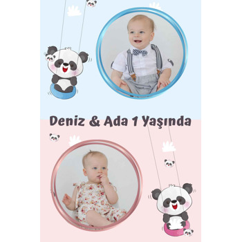 İkiz Panda Temalı Doğum Günü Magnet