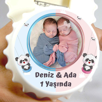 İkiz Panda Temalı Kapak Şekilli Magnet Açacak