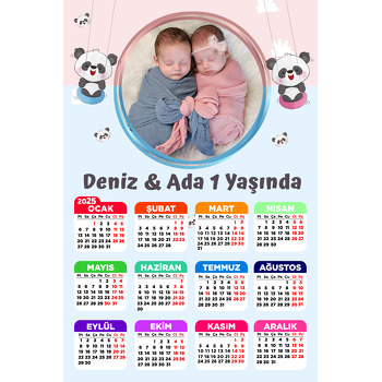 İkiz Panda Temalı Takvim Magnet