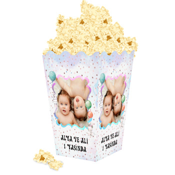 İkiz Tavşan Temalı Popcorn Kutusu