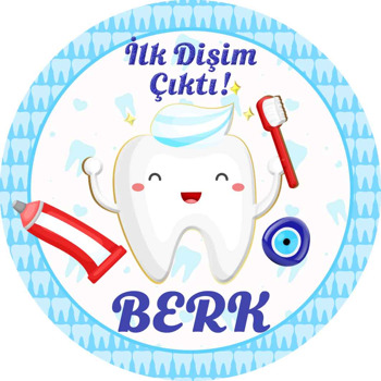 İlk Dişim Mavi Temalı Akrilik Daire Magnet