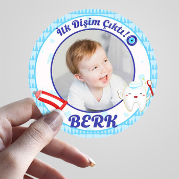 İlk Dişim Mavi Temalı Resimli Sticker