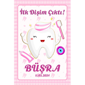 İlk Dişim Pembe Temalı Diş Buğdayı Afiş