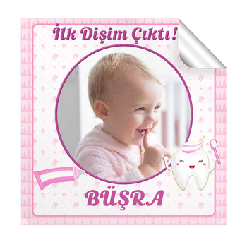 İlk Dişim Pembe Temalı Diş Buğdayı Kare Etiket