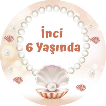 İnci Temalı Akrilik Daire Magnet