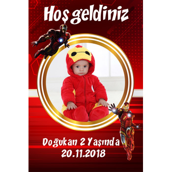 Iron Man Temalı Doğum Günü Afiş